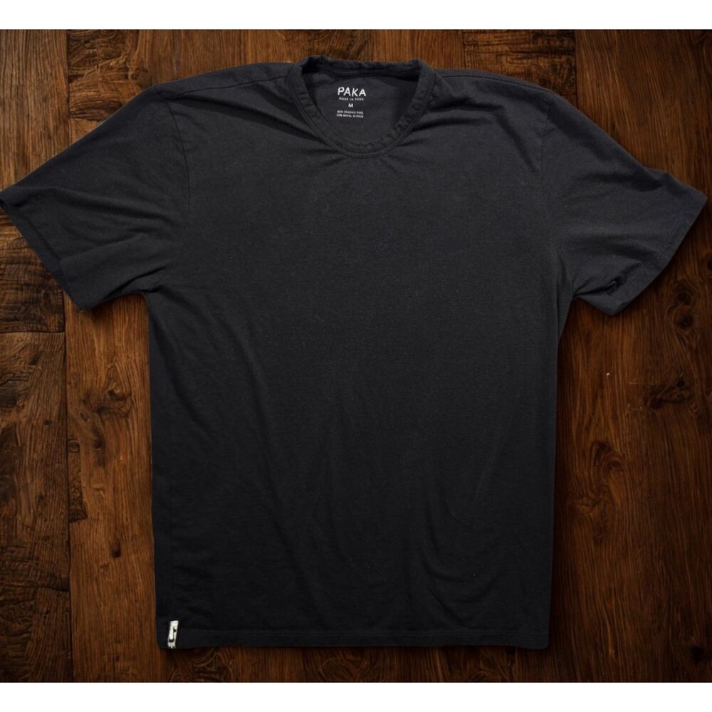 PAKA Royal Alpaca Pima Blend Essential Tee Shirt Black Medium Made in Peru - Picture 10 of 10